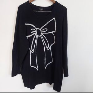Torrid Black Crew Neck Sweater Bowtie Detail